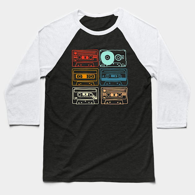 Retro Cassette Collection Baseball T-Shirt by susanne.haewss@googlemail.com